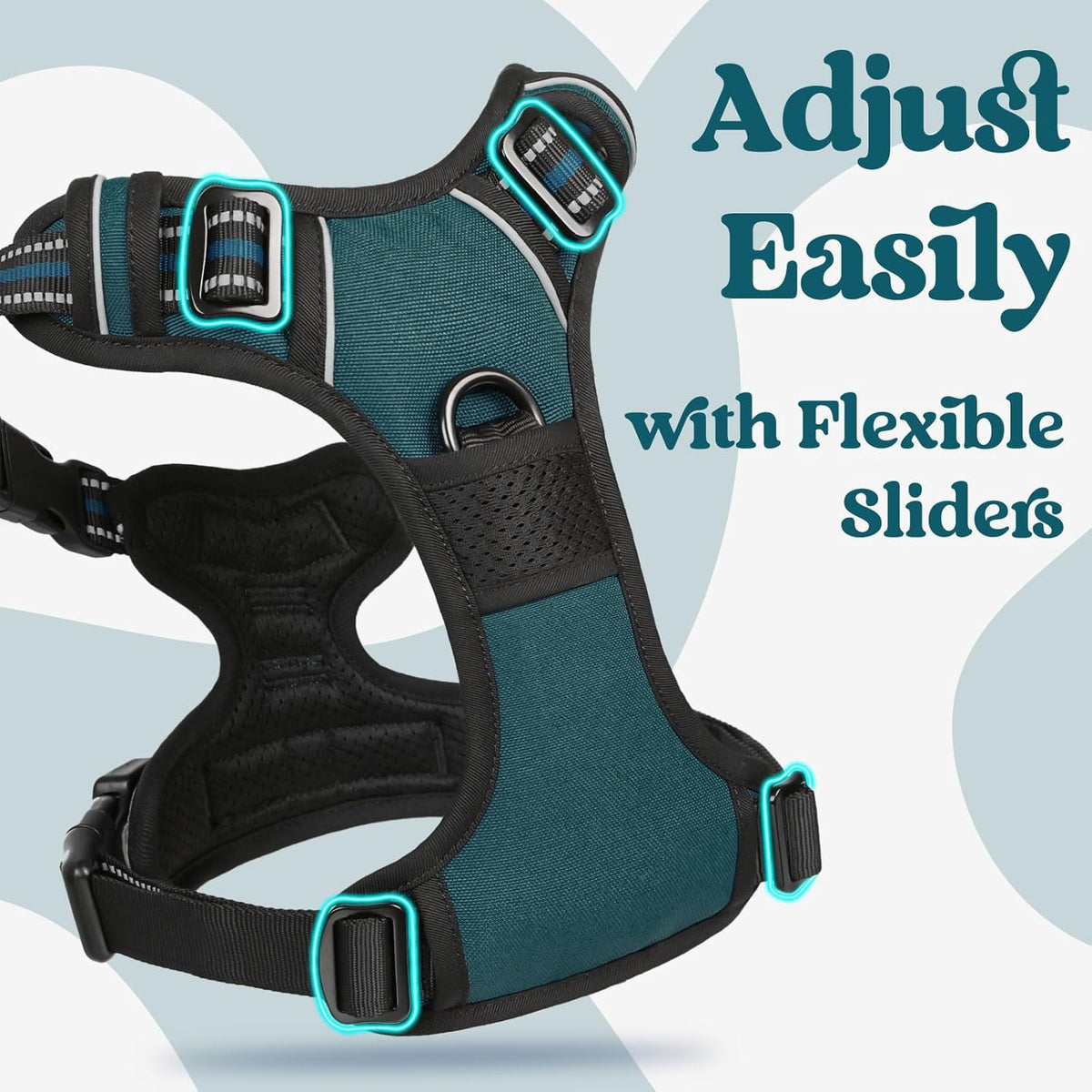 rabbitgoo Dog Harness for Large, No Pull Pet Harness with 3 Buckles, Adjustable Soft Padded Vest