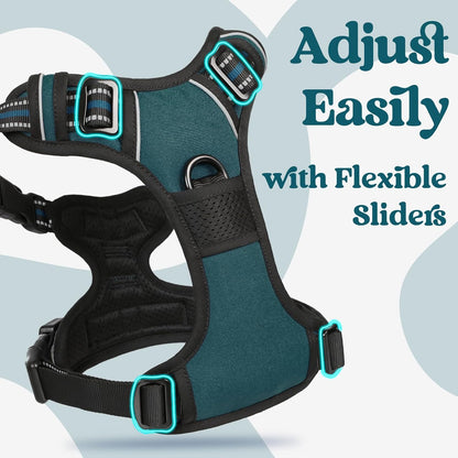 rabbitgoo Dog Harness for Large, No Pull Pet Harness with 3 Buckles, Adjustable Soft Padded Vest