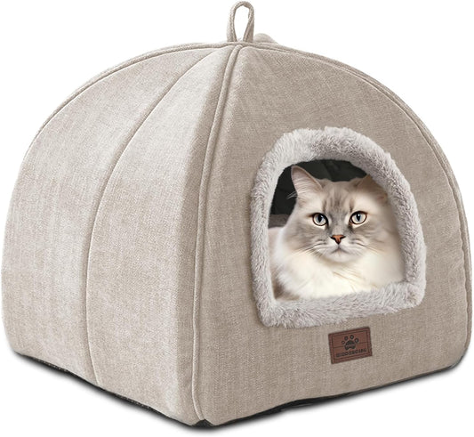 Cat Bed for Indoor Cats - Cat Cave Cat House Cats Tent with Removable Washable Cushioned Pillow
