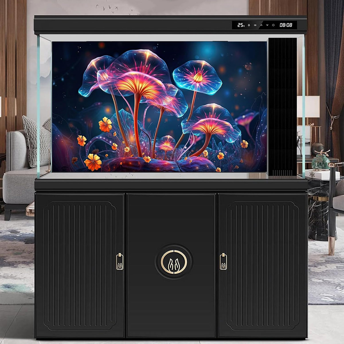 Flower Aquarium Background Modern Style Bluebell Blooming Flower Floral Design Terrarium Background