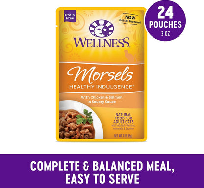 Wellness Healthly Indulgence Morsels Adult Wet Cat Food, Natural, Protein-Rich, Grain Free, 3 Ounce