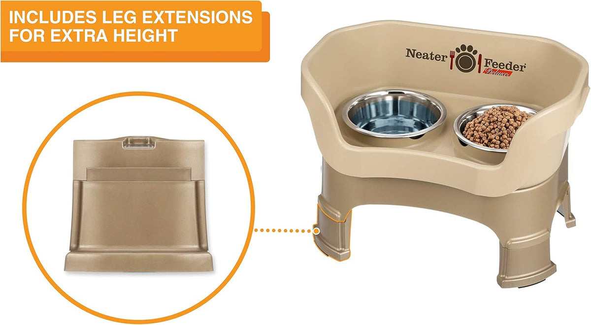 Neater Feeder Deluxe Mess Proof Dog Bowls Elevated for Medium Sized Breeds – Made in USA – No Spill