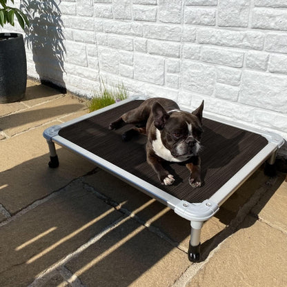 Veehoo Chew Proof Elevated Dog Bed - Cooling Raised Pet Cot - Silver Aluminum Frame and Durable