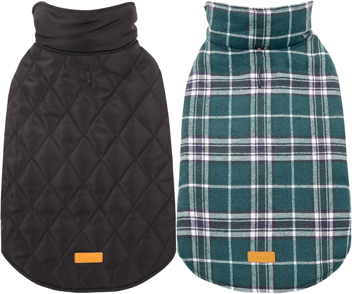 Kuoser Waterproof Dog Coat, Reversible Dog Jacket for Medium Dogs, Adjustable Durable Doggie Winter