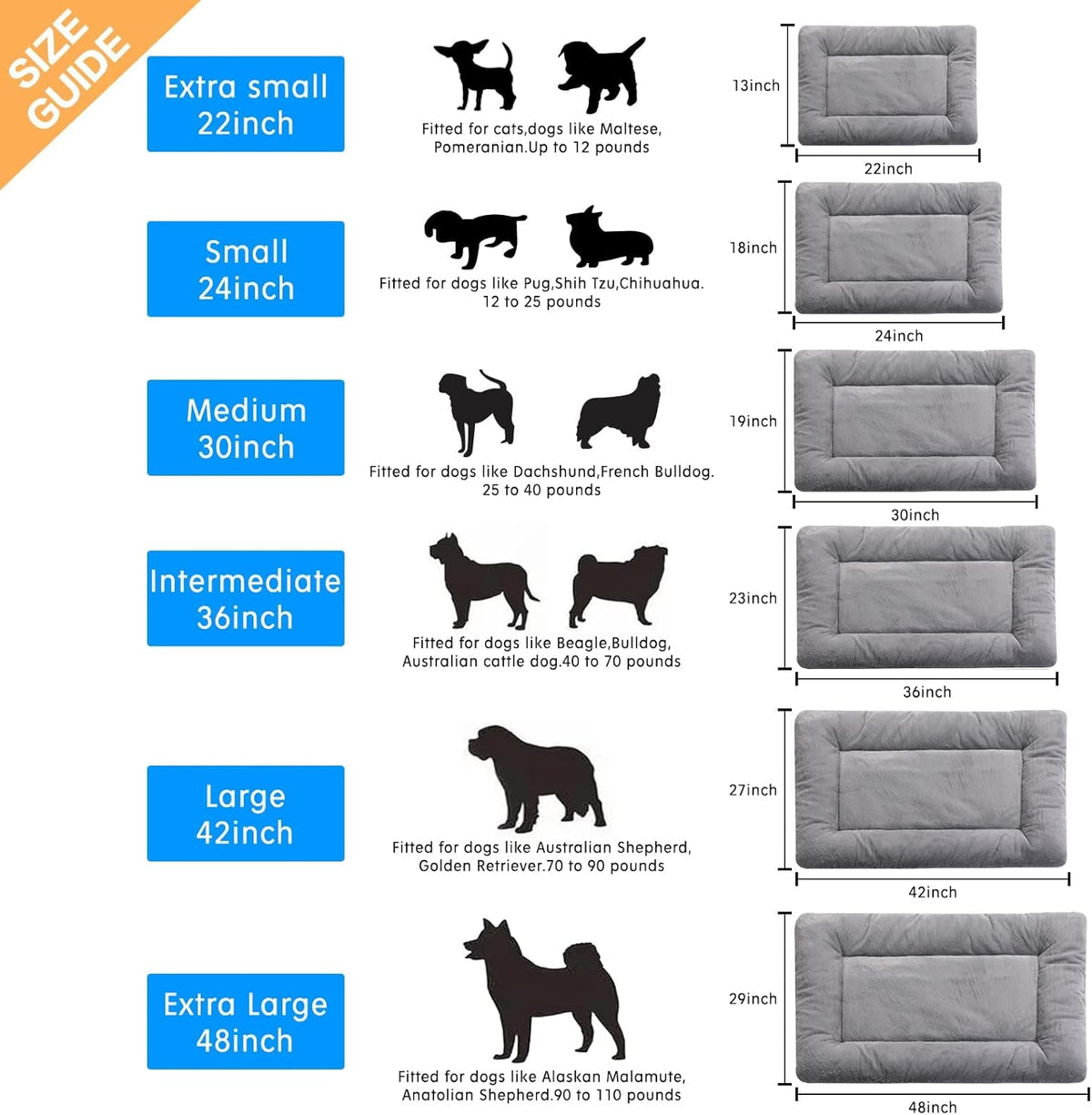 Dog Beds Crate Pad for Medium/Large Dogs Fit Metal,Ultra Soft, Washable & Anti-Slip Kennel Pad for