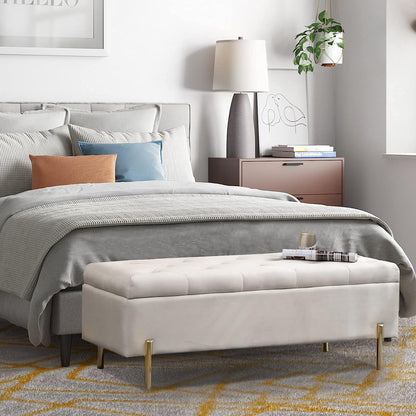 45.6 Inch Velvet Storage Bench Upholstered Tufted Settee Ottoman Bench with Storage, Bed End Bench