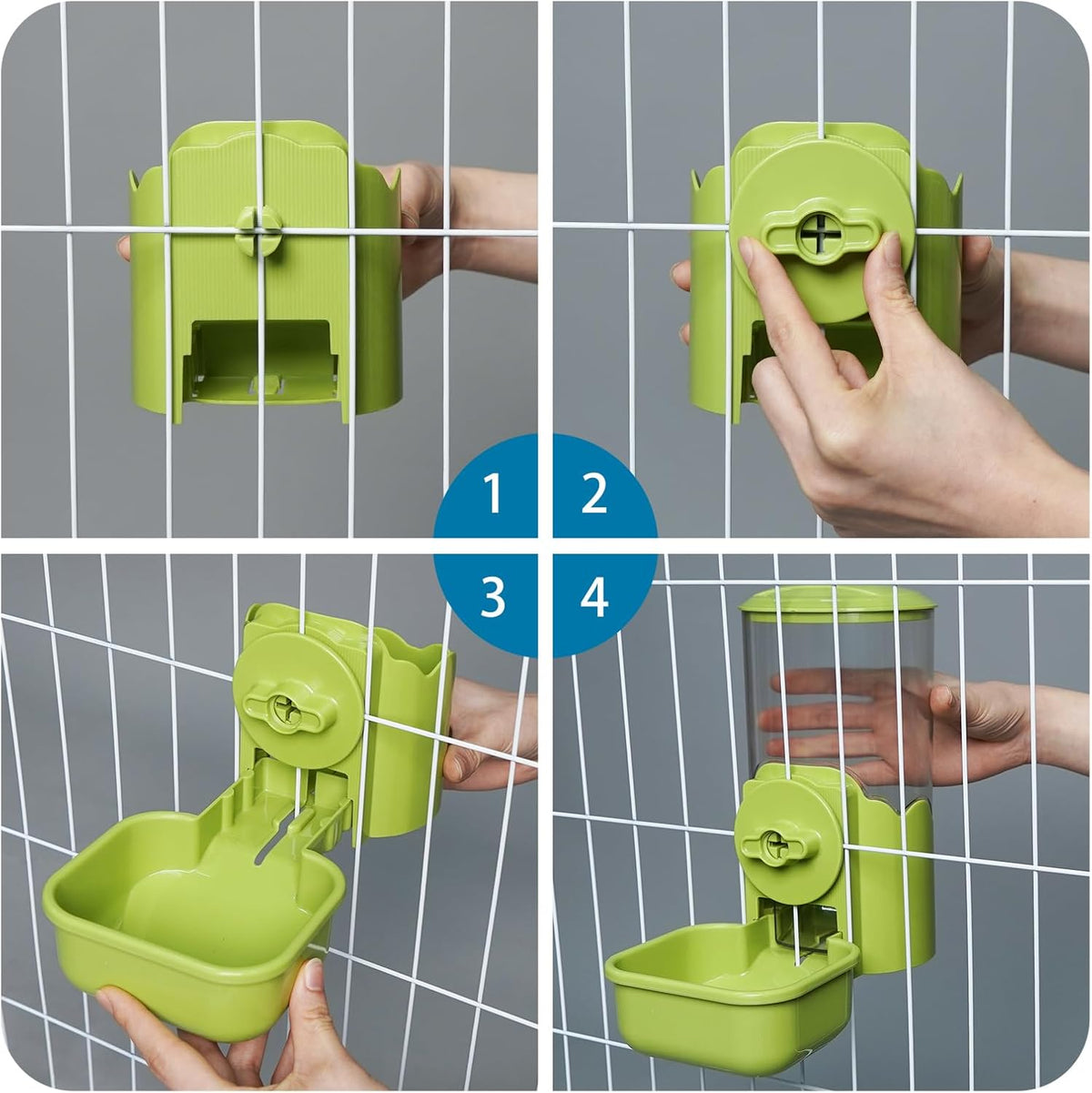 VANNON Small Animal Hanging Automatic Food Dispenser, 35oz Gravity Pet Feeder for Cage, Food Bowl