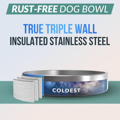 Coldest Dog Bowl - Anti Rust Metal, Non Slip, 3 Layers Insulated Stainless Steel Dog Bowls - Spill