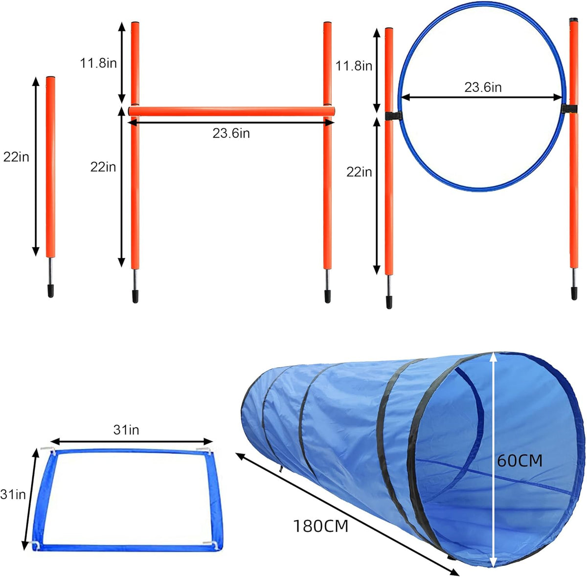 Dog Agility Training Equipment, Obstacle Agility Training Starter Kit for Doggie, Including Tunnel