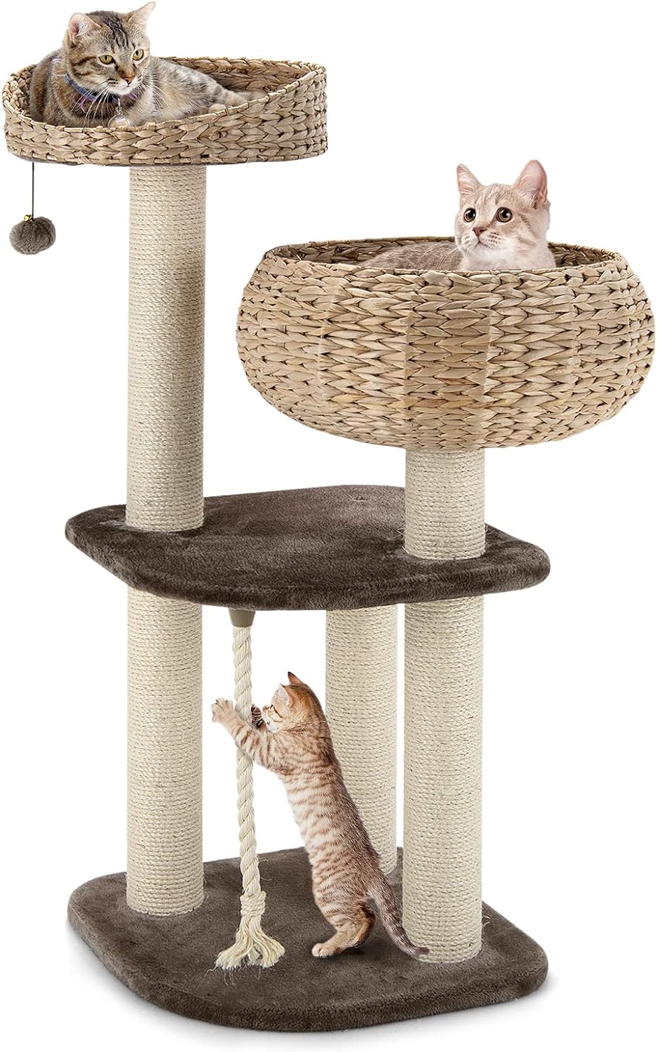Tangkula Modern Cat Tree for Indoor Cats, Small/Tall Cat Tower with Natural Sisal Scratching Post