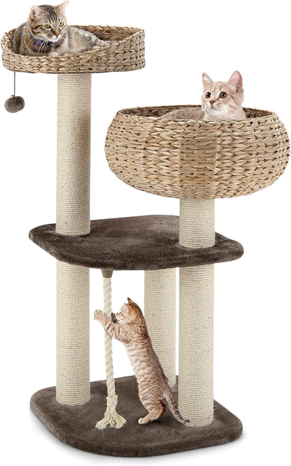 Tangkula Modern Cat Tree for Indoor Cats, Small/Tall Cat Tower with Natural Sisal Scratching Post