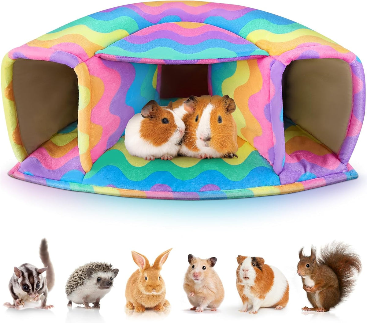Unicorn Catcher Guinea Pig Hideout - Large Cozy Bed, Warm House, Washable Tunnel Accessories for