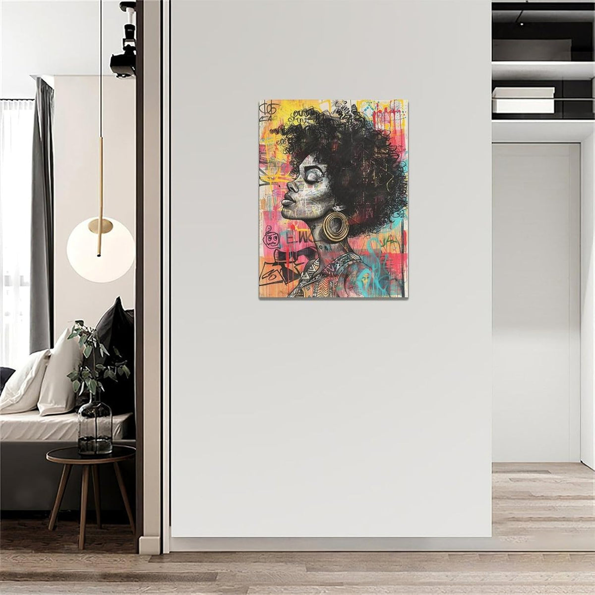 Quorin African American Wall Art Banksy Graffiti Black Woman Pictures Black Girl Wall Decor Canvas