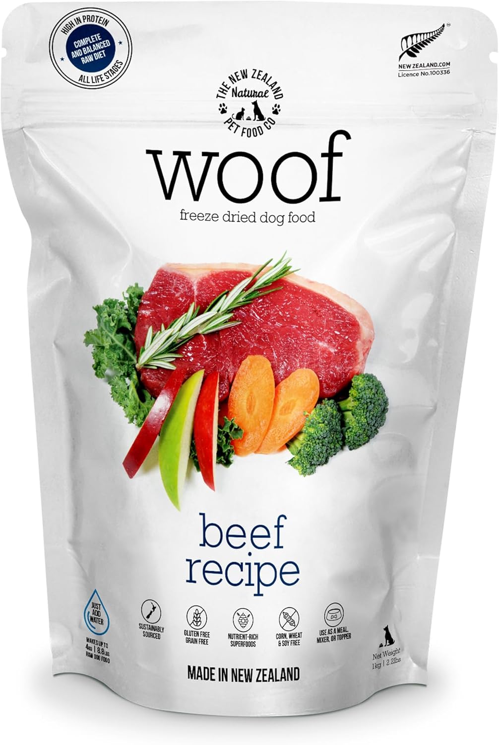 WOOF Freeze Dried Dog Food - Beef Recipe, High Protein Freeze Dried Dog Treats, Dog Food Topper &