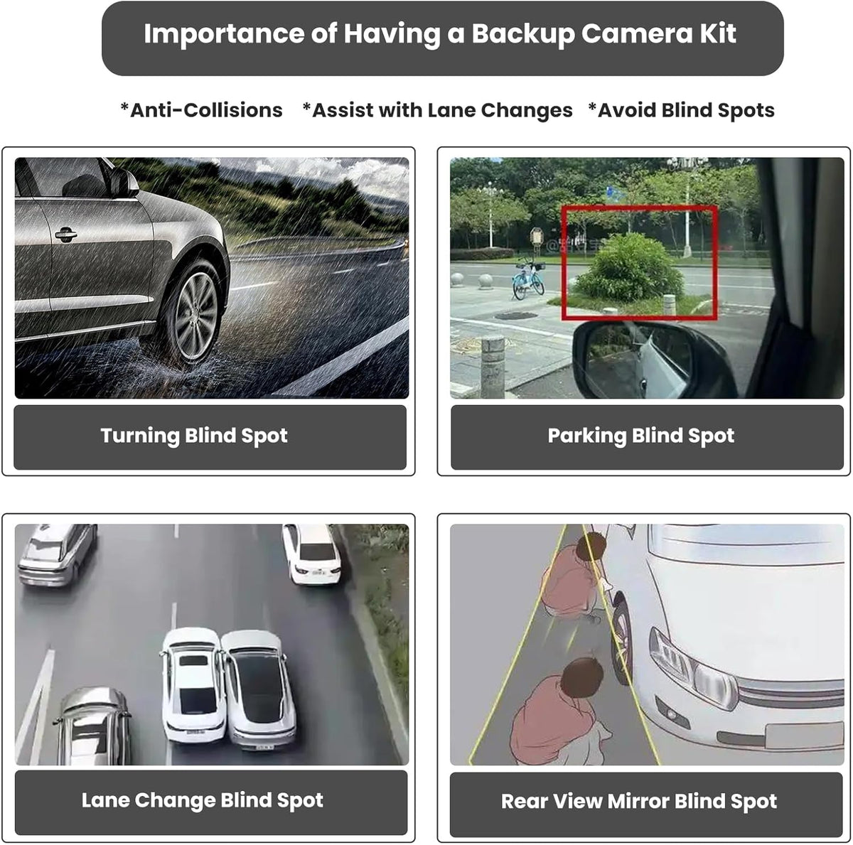 Wireless Backup Camera with Screen, Rear View Mirror Camera 1080P, Night Vision and Waterproof IP68