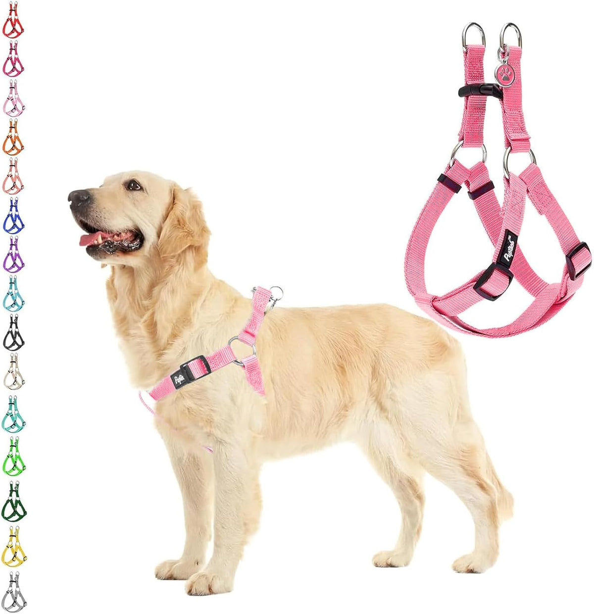 PUPTECK No Pull Dog Harness Soft Adjustable Basic Nylon Step in Puppy Vest Outdoor Walking with ID