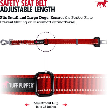 Tuff Pupper Dog Seat Belt | Adjustable Length Dog Seatbelt Restraint | Tangle-Free Locking