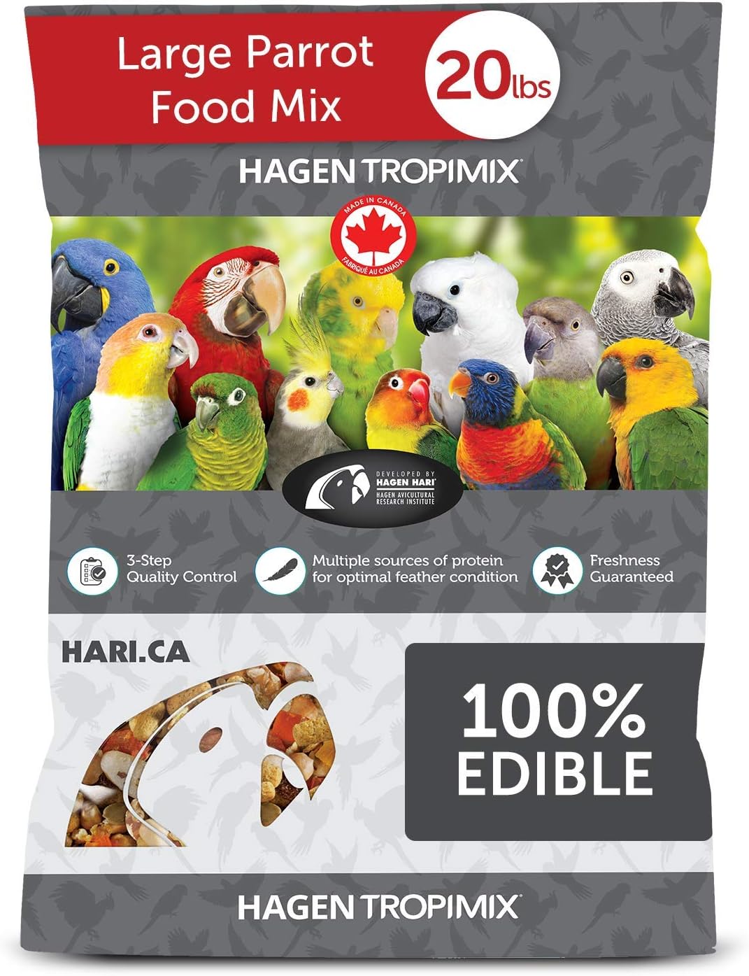 Tropimix Bird Food, Large Parrot Food with Seeds, Fruit, Nuts, Vegetables, Grains, and Legumes