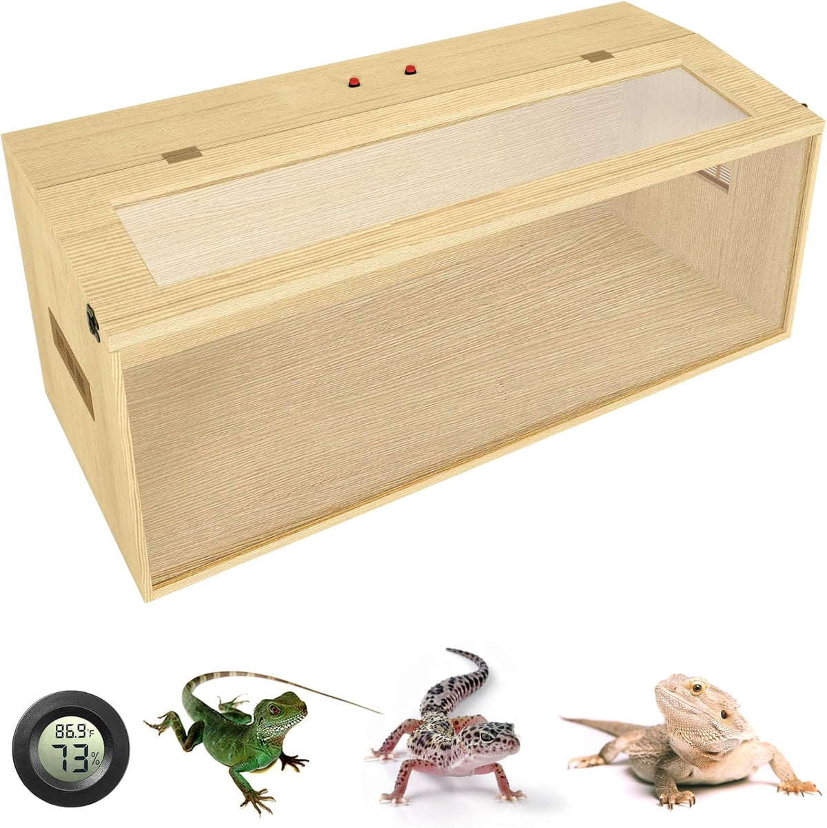 80 Gallon Reptile Terrarium, Large Snake Enclosure, Lizard and Leopard Gecko Tank With Openable