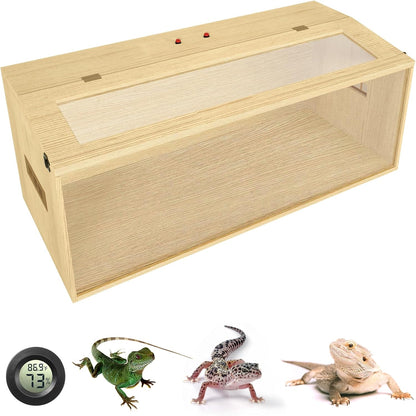 80 Gallon Reptile Terrarium, Large Snake Enclosure, Lizard and Leopard Gecko Tank With Openable
