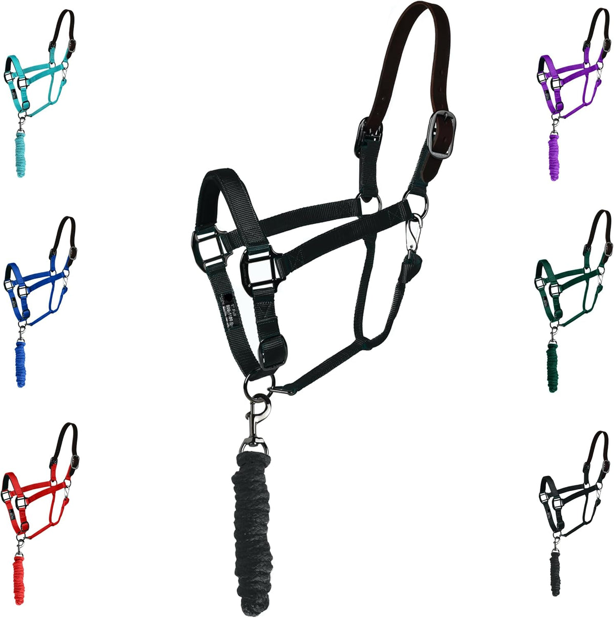 Majestic Ally Leather Halter with Matching Lead Rope for Horses – Leather Breakaway Crown