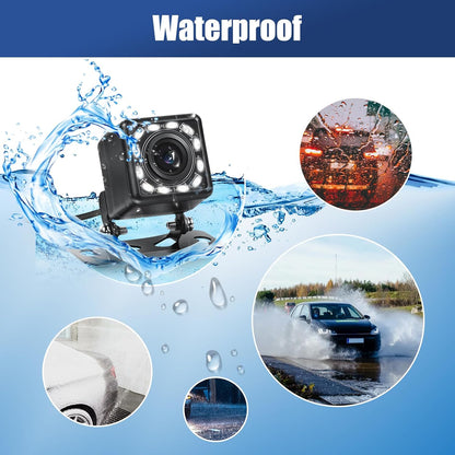 Car Backup Camera Rear View Camera 12-LED Night Vision Waterproof Reverse Camera 170° Wide View
