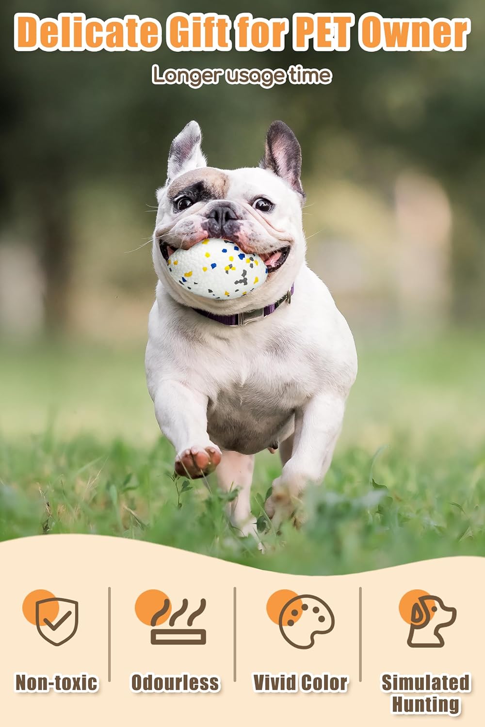 4.72" Indestructible Large Rugby Balls for Aggressive Chewers Durable Olive Bouncy Interactive