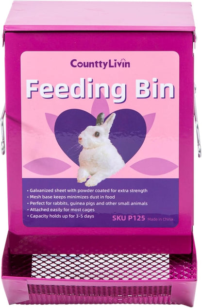 Metal Small Animal Feeder with Lid, Heavy Duty Feeder, Large Capacity Food Dispenser, Great for