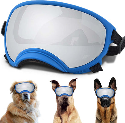 Winproof Large Dog Sunglasses with Adjustable Strap, UV Protection, Soft Goggles for Medium-Large