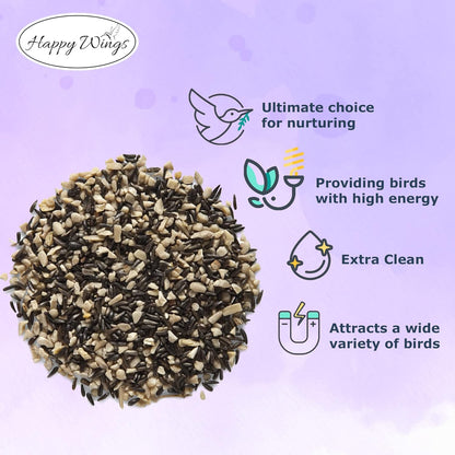 Finch Blend Bird Food - Mix of Sunflower Hearts/Kernels and Nyjer, 5 Pounds - No Grow Seed - For