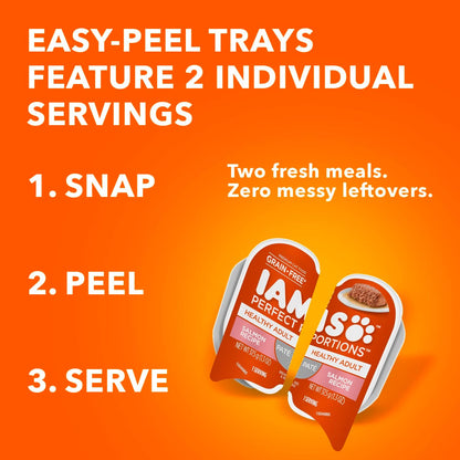 IAMS Perfect Portions Healthy Adult Wet Cat Food Pate, Salmon and Tuna Recipe Variety Pack, 2.6 oz.