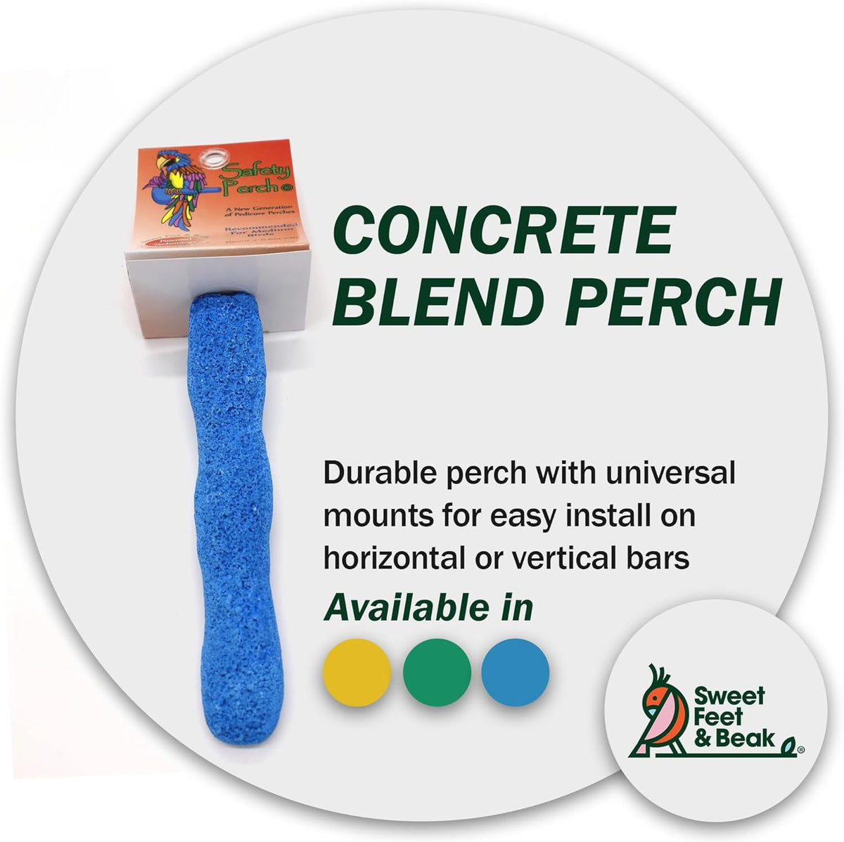 Comfort Grip Safety Perch for Bird Cages - Pedicure Perch for Birds to Keep Nails and Beaks in Top