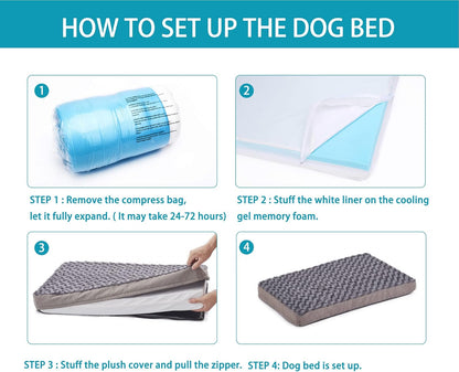 Orthopedic Memory Foam Bed for Large Dogs, Waterproof Cooling Pet Mats for Crate with Removable