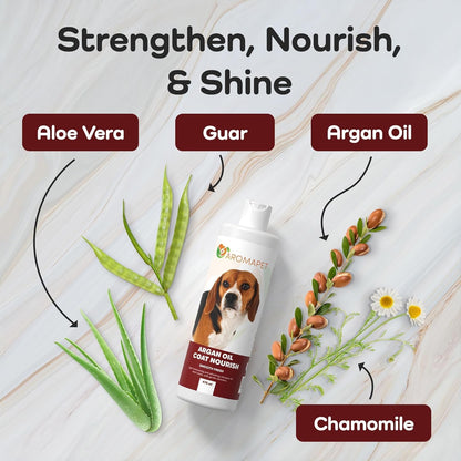 Argan Oil Coat Nourish Dog Shampoo - Deodorizing Dog Shampoo with Chamomile - Great for Beagle