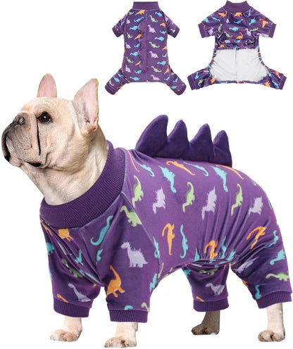 CuteBone Dinosaur Costume Dog Pajamas, Stretchy Spandex Crystal Velvet Sleepwear Coat for Small
