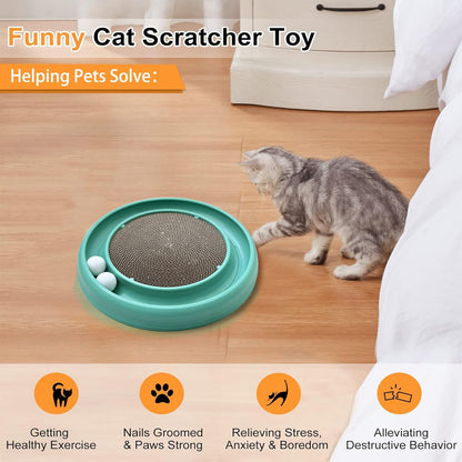 Interactive Cat Ball Track Toy for Indoor Cats, Cat Scratching Board & Exercise Set for Bored