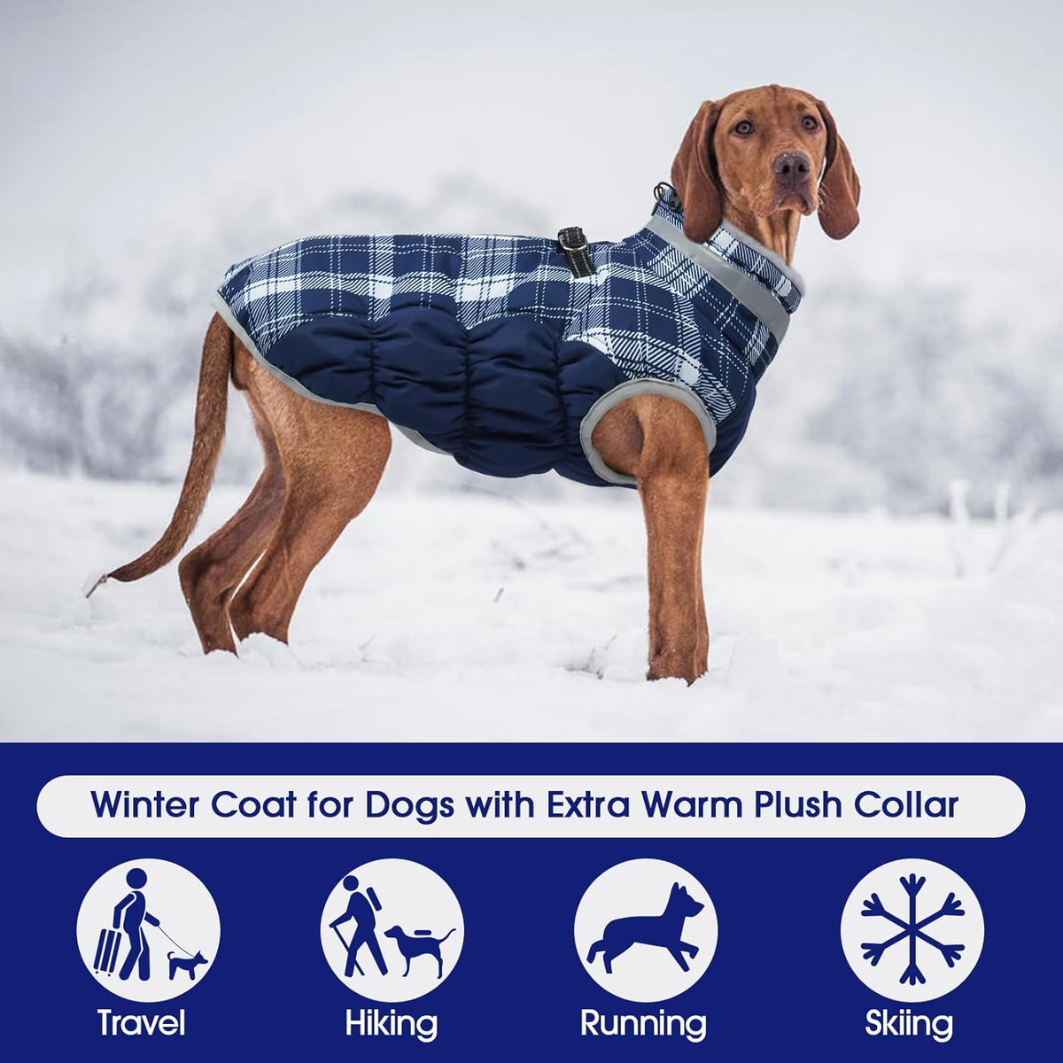 FUAMEY Dog Coat for Large Dogs,Waterproof Dog Winter Jacket with Harness Built in Puppy Cold