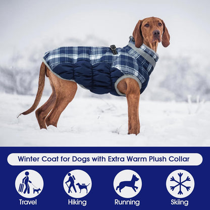 FUAMEY Dog Coat for Large Dogs,Waterproof Dog Winter Jacket with Harness Built in Puppy Cold