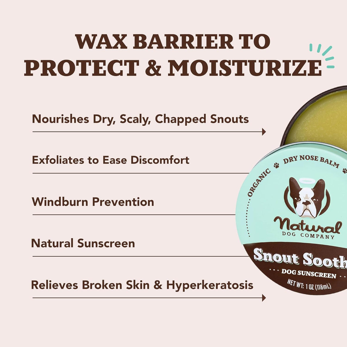 Natural Dog Company Snout Soother, Dog Nose Balm, Wax & Cream for Dry, Cracked Noses, Heals &