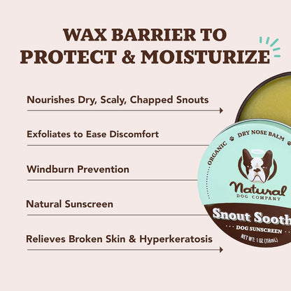 Natural Dog Company Snout Soother, Dog Nose Balm, Wax & Cream for Dry, Cracked Noses, Heals &