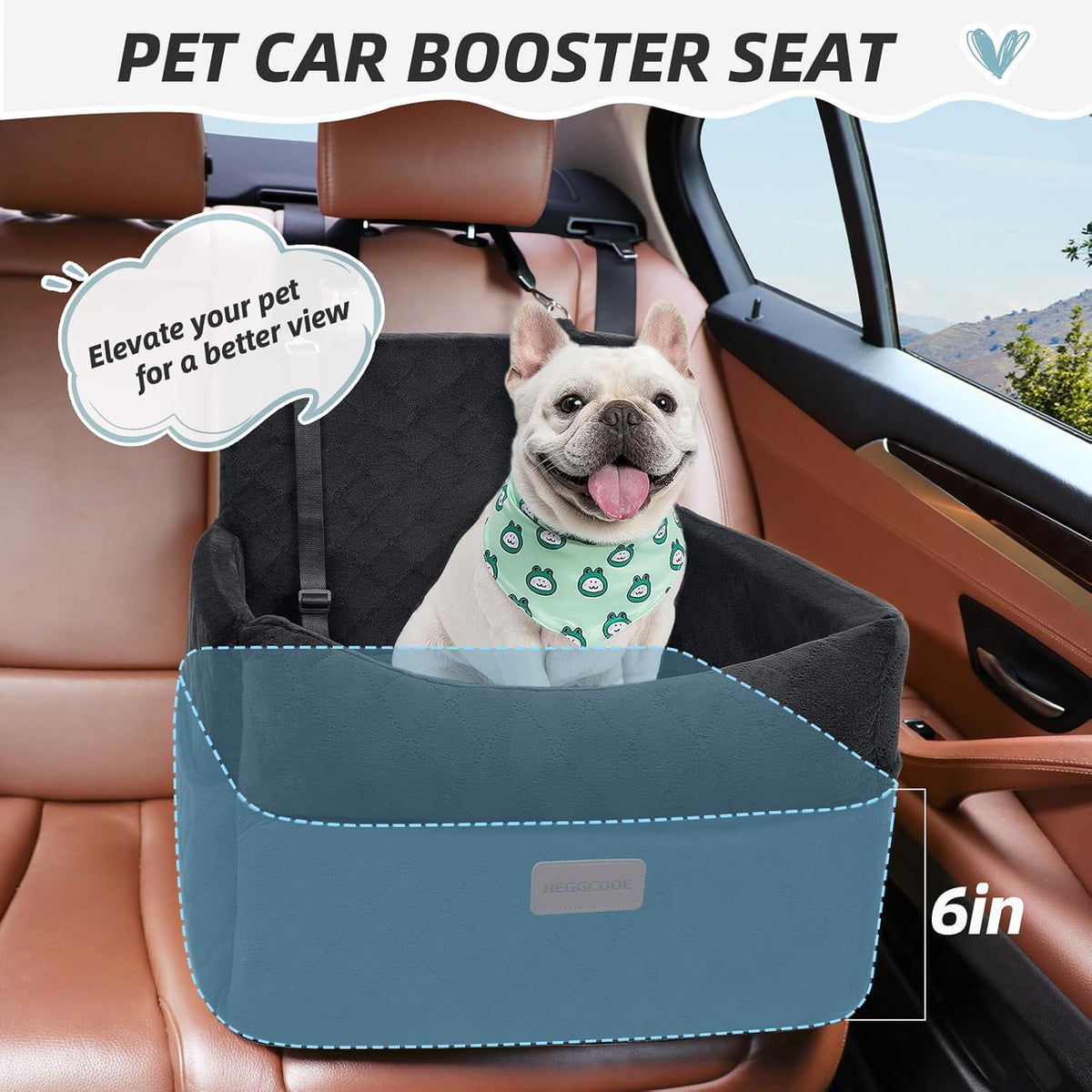 Small Dog Car Seat, Memory Foam Dog Booster Car Seats with Thick Cushion for Medium Dogs Under
