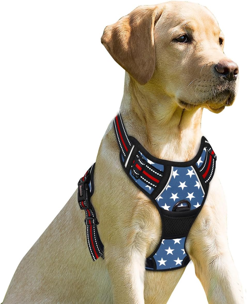 BARKBAY No Pull Dog Harness Front Clip Heavy Duty Reflective Easy Control Handle for Large Dog