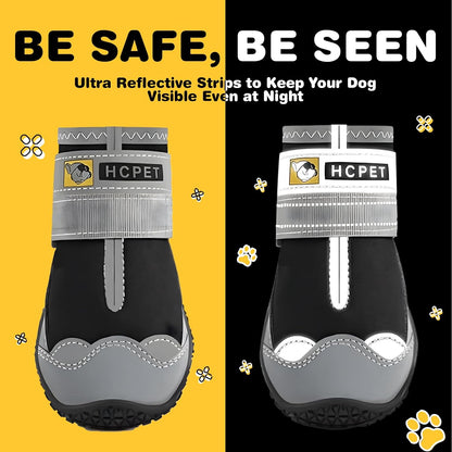 Hcpet Dog Boots Waterproof Dog Shoes for Medium Large Dogs, Anti-Slip Dog Booties Paw Protector for