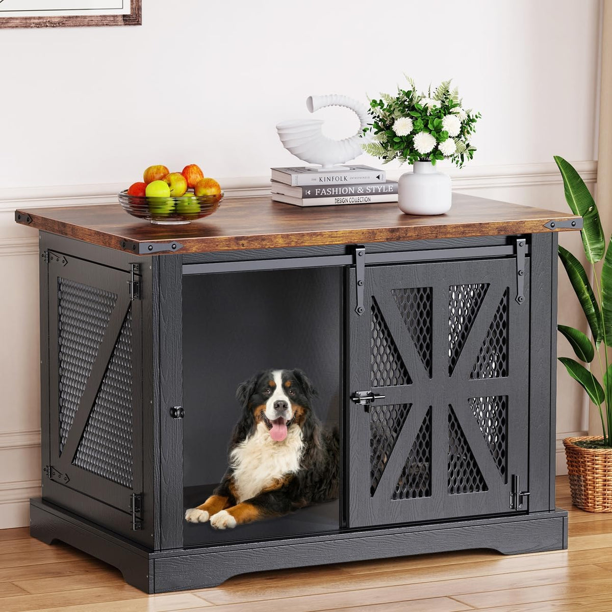 VOPEAK 40" Farmhouse Dog Crate Furniture, Heavy Duty Dog Cage for Medium Large Dogs, Dog Crate Dog
