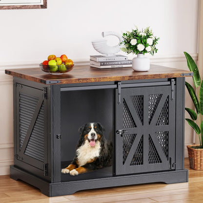 VOPEAK 40" Farmhouse Dog Crate Furniture, Heavy Duty Dog Cage for Medium Large Dogs, Dog Crate Dog