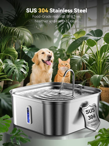 Large Dog Water Fountain 14L/3.7Gal, Stainless Steel Pet Fountain for Large Dogs and Multi-Pets