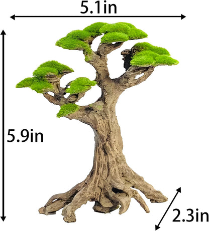 Novelsite Fish Tank Decor- Small Bonsai Trees with Faux Moss- Aquarium Decoration Aqua scaping