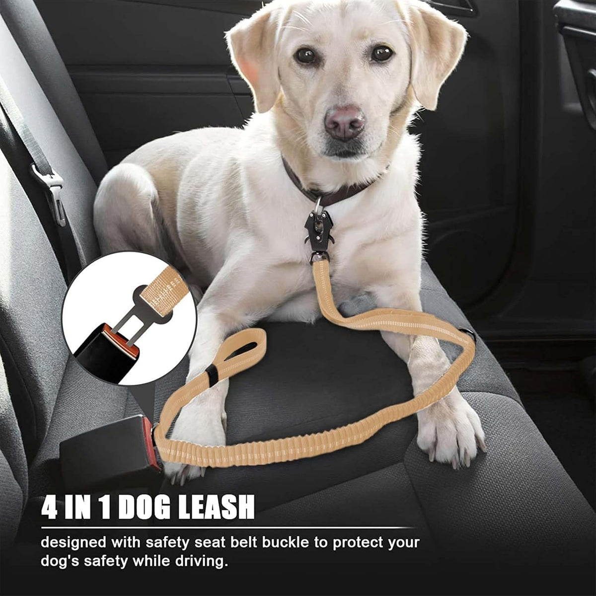 Heavy Duty Tactical Bungee Dog Leash, 4-6FT Shock Absorbing Tactical Leash with 2 Padded Handles