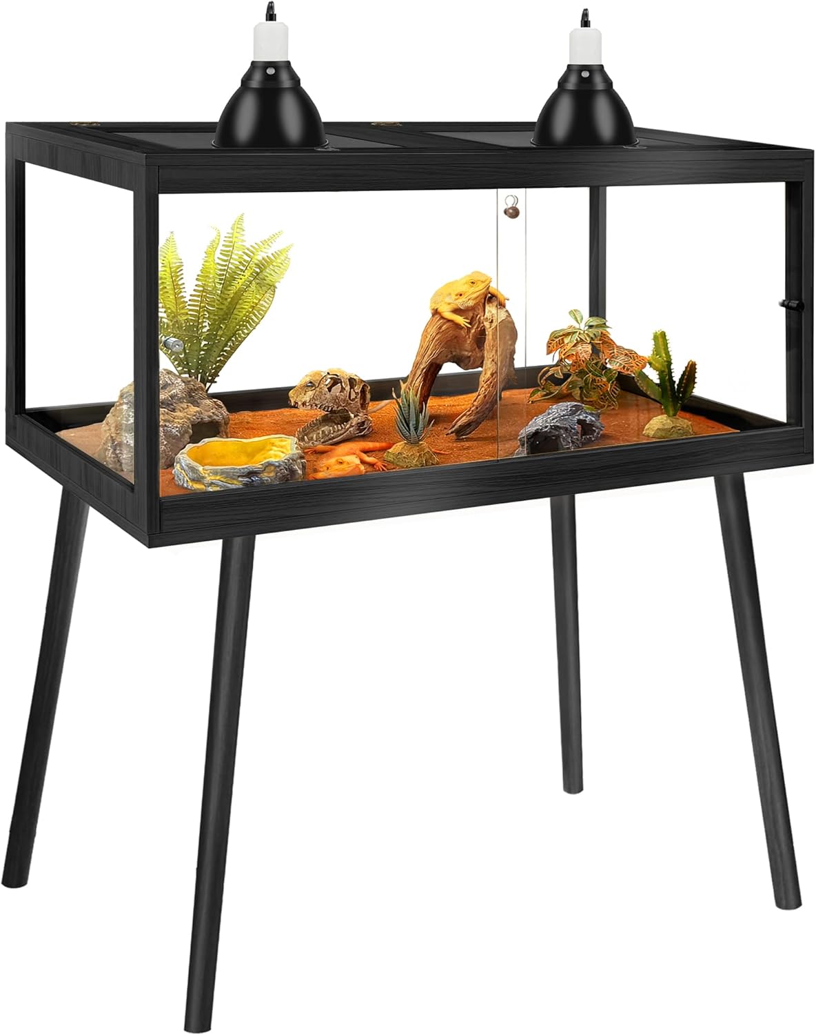 PROLEE Tempered Glass Reptile Enclosure with Leg,48“ Scratch-Proof Bearded Dragon Tank,79 Gallon