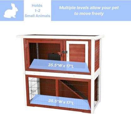 TRIXIE natura Outdoor Rabbit Hutch with Run - 2-Story Rabbit Cage with Non-Slip Ramp - Medium
